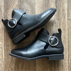 H&M Black Ankle Boots with Silver Buckle